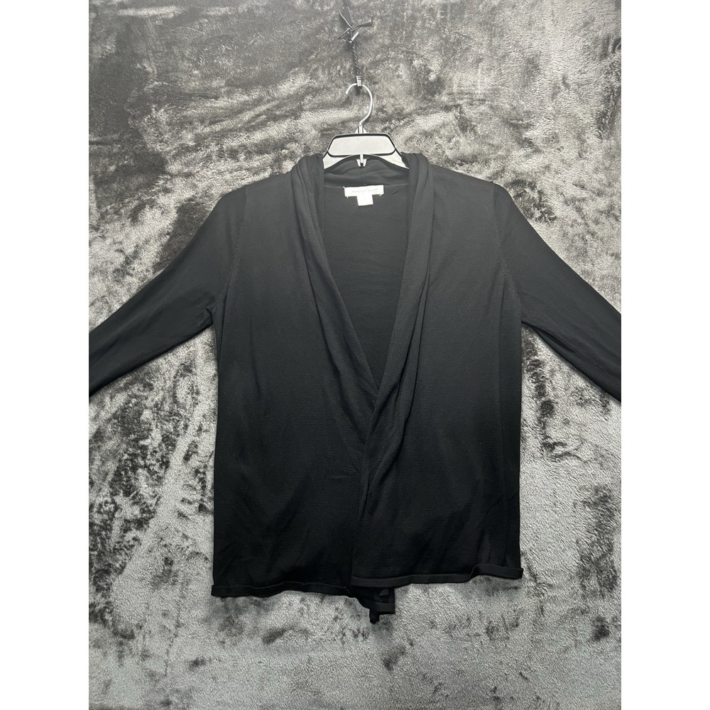 August Silk Women's M Black Silk Cotton Wrap Cardigan Tie Front
